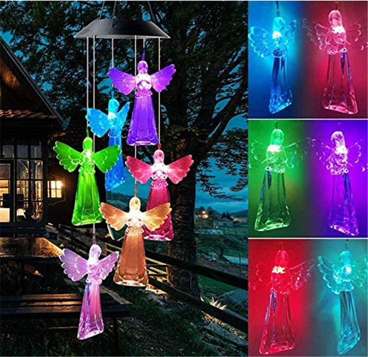 LED Solar Butterfly Wind Chime Garden Hanging Light Bowlift