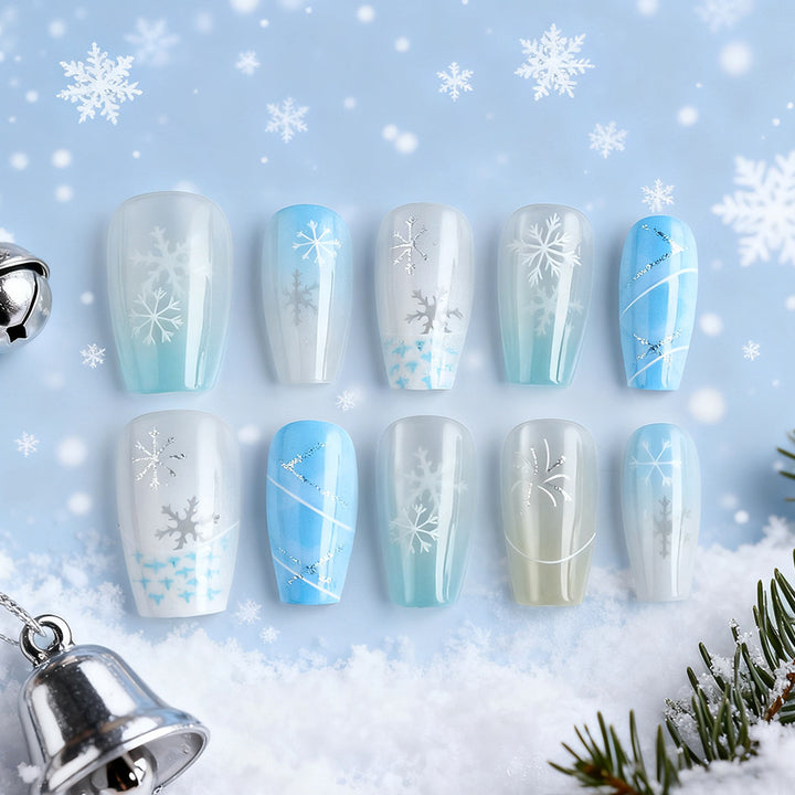 Festive Snowflake Press-On Nail Art Bowlift