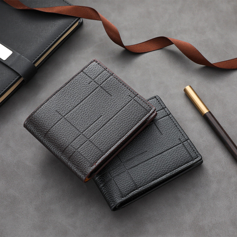 Textured Bi-Fold Leather Wallet Bowlift