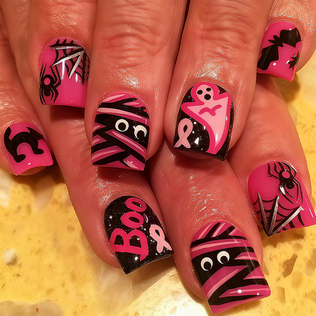 Acrylic nail set with Halloween motif and creative designs Bowlift