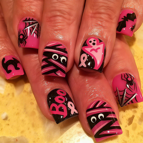 Acrylic nail set with Halloween motif and creative designs Bowlift