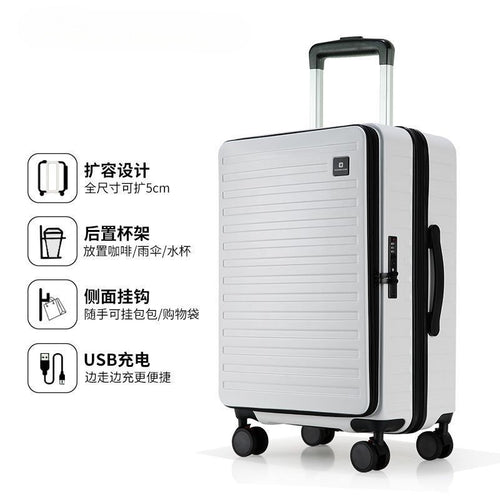 Hard Shell Trolley With Integrated Usb Charging Station And Expandable Storage Bowlift