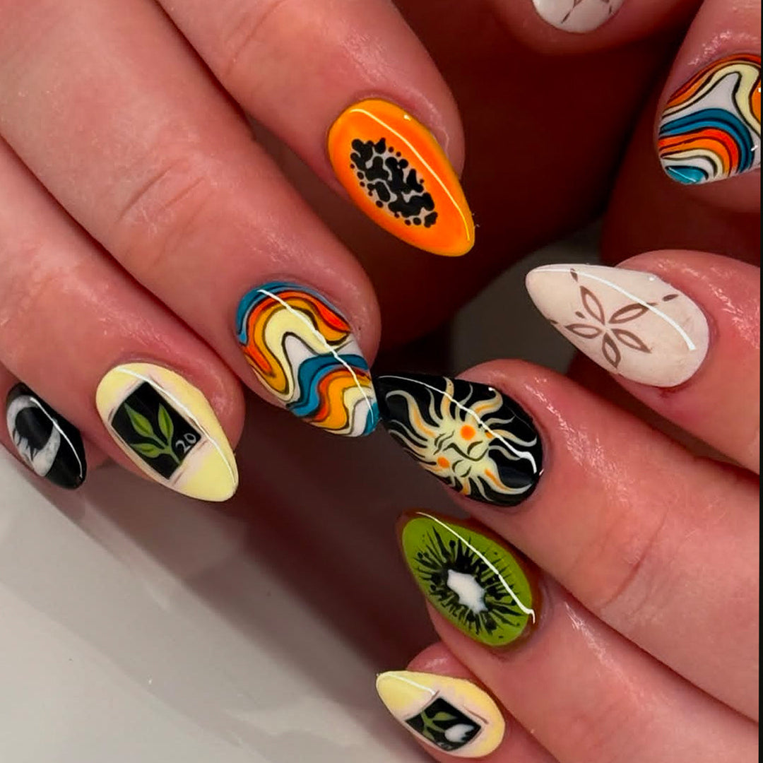 Creative Nail Art with Abstract Design Bowlift