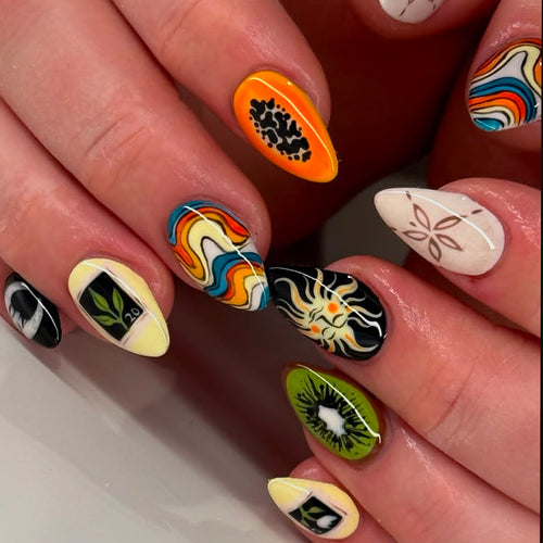 Creative Nail Art with Abstract Design Bowlift