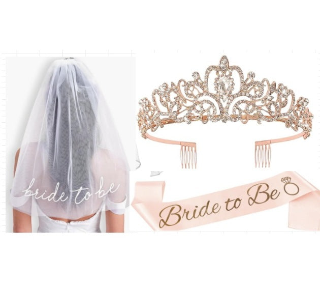 Women's Wedding Tiara and Veil Set Bowlift