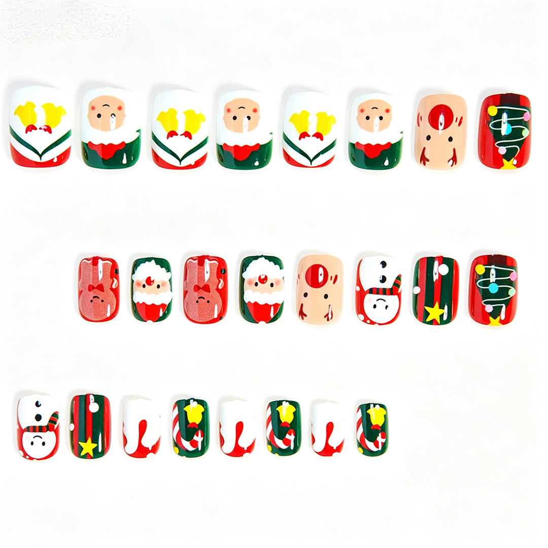 Festive Holiday-Themed Press-On Nail Art Bowlift