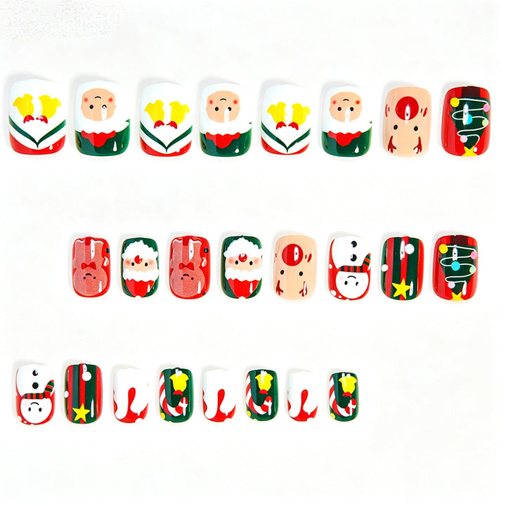 Festive Holiday-Themed Press-On Nail Art Bowlift