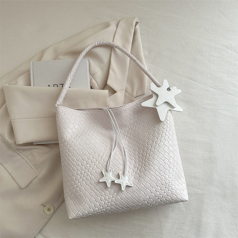 Textured Weave Handheld Shoulder Bag Bowlift