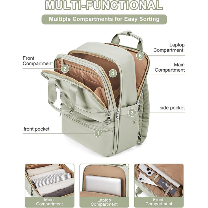 Travel backpack with integrated laptop compartment and organizer Bowlift