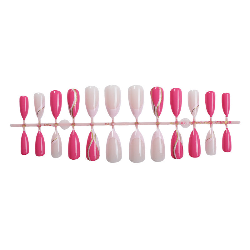 Elegant Press-On Nail Art Set with Artistic Gradient Design Bowlift