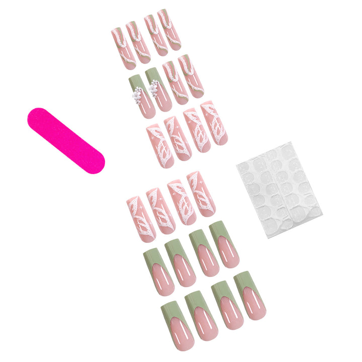 Elegant artificial nails with floral designs Bowlift