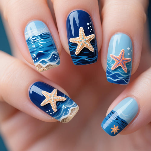 Artificial Nail Design Set with Maritime Motif Bowlift
