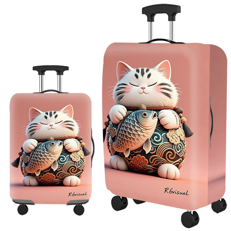 Artistic Cat-Themed Hard Shell Suitcase Bowlift