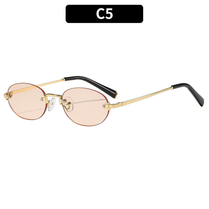 Fashion-Forward Lightweight Oval Frame Sunglasses