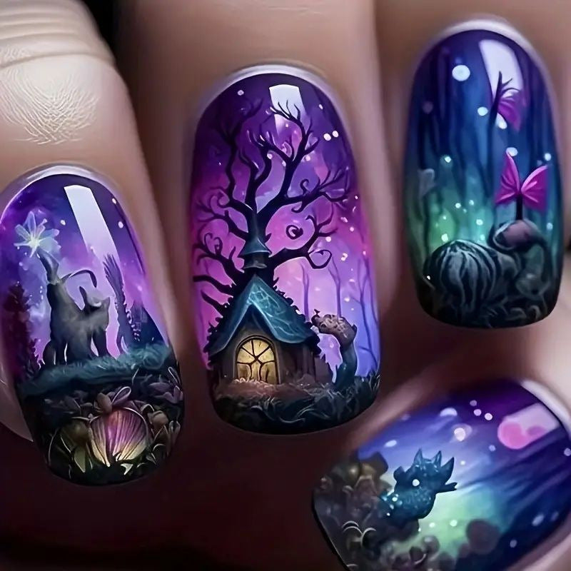 Artistic Halloween Themed Nail Art Bowlift