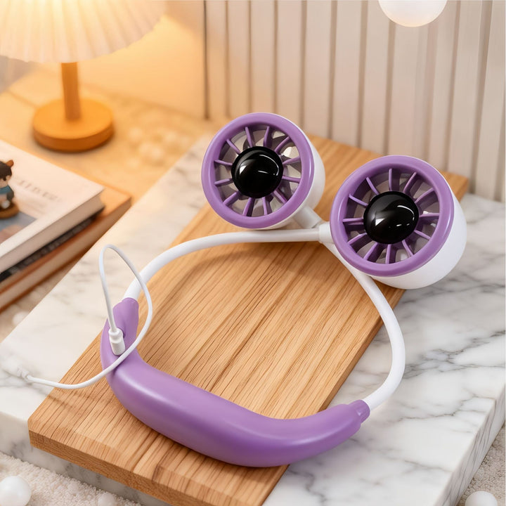 Ladies portable neck fan with dual cooling fan Bowlift