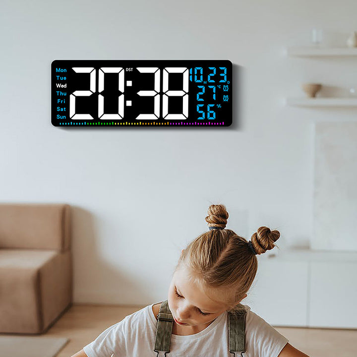 Digital alarm clock with large LED display and weather data Bowlift
