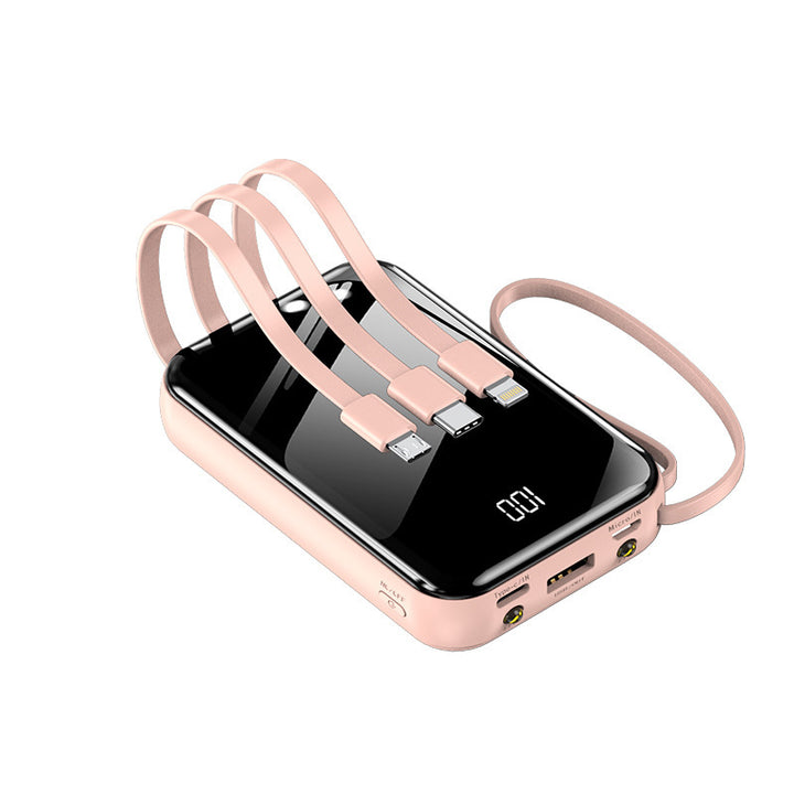 Portable power bank with integrated charging cables and digital display Bowlift