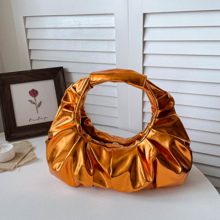 Ruffled Metallic Handbag