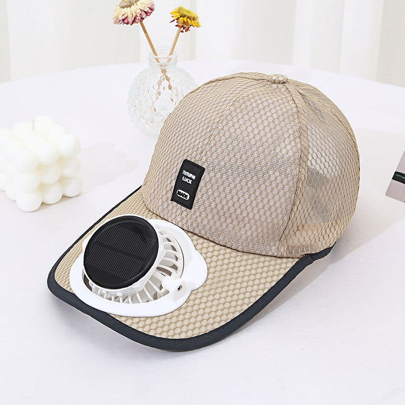 Solar-powered Fan Cap with integrated fan and breathable mesh Bowlift