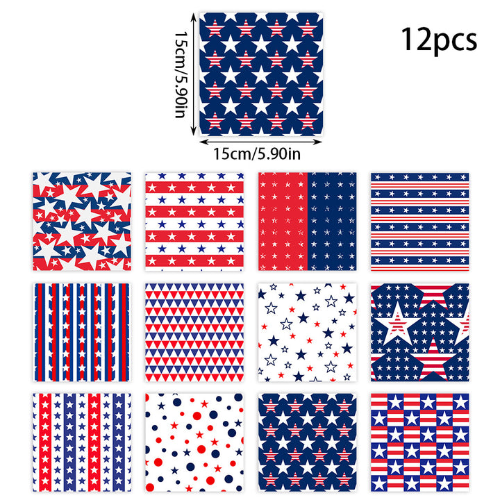 Unisex patterned party napkins made of paper with star and stripe designs Bowlift