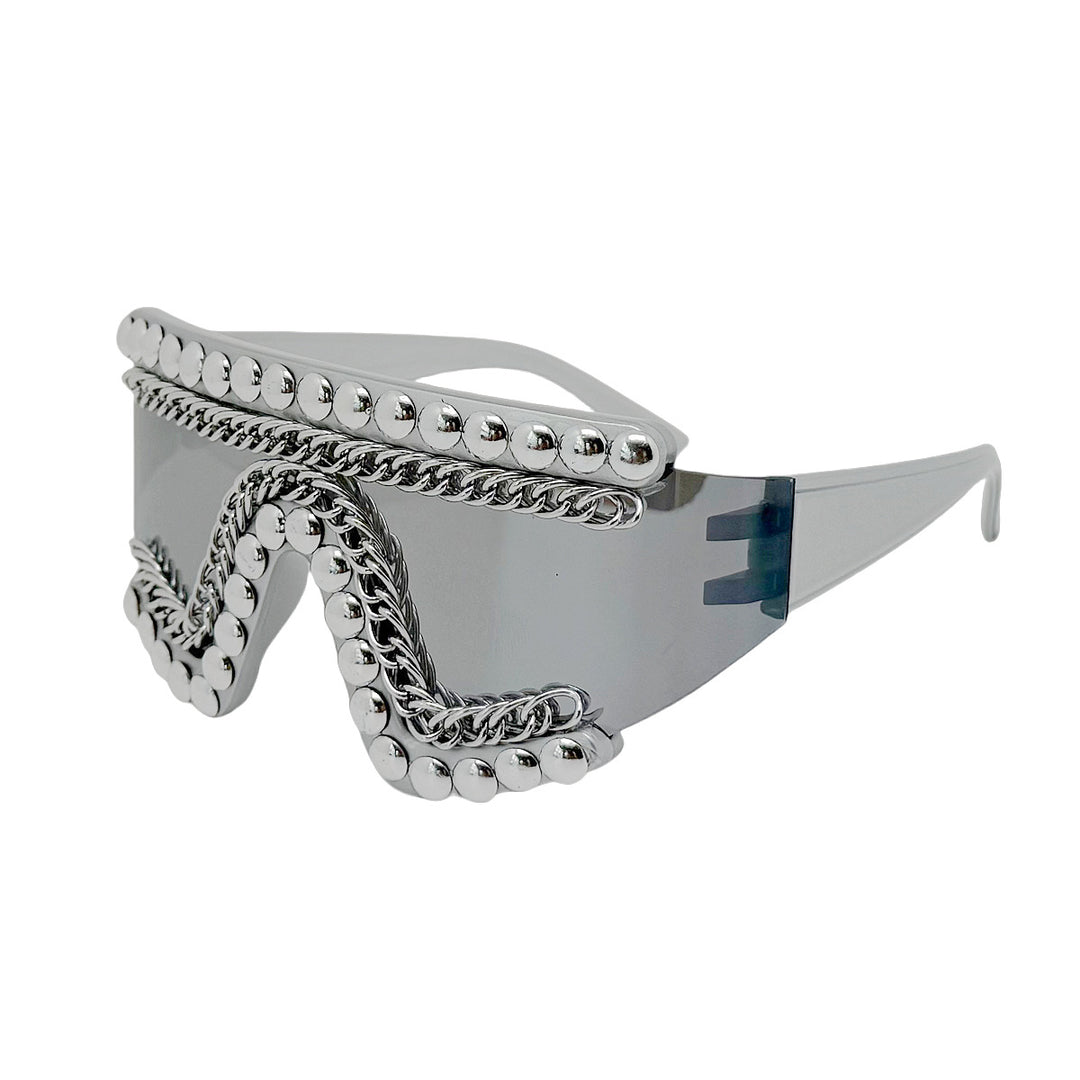 Women's fashion sunglasses with luxurious chain frame and shimmering accents Bowlift