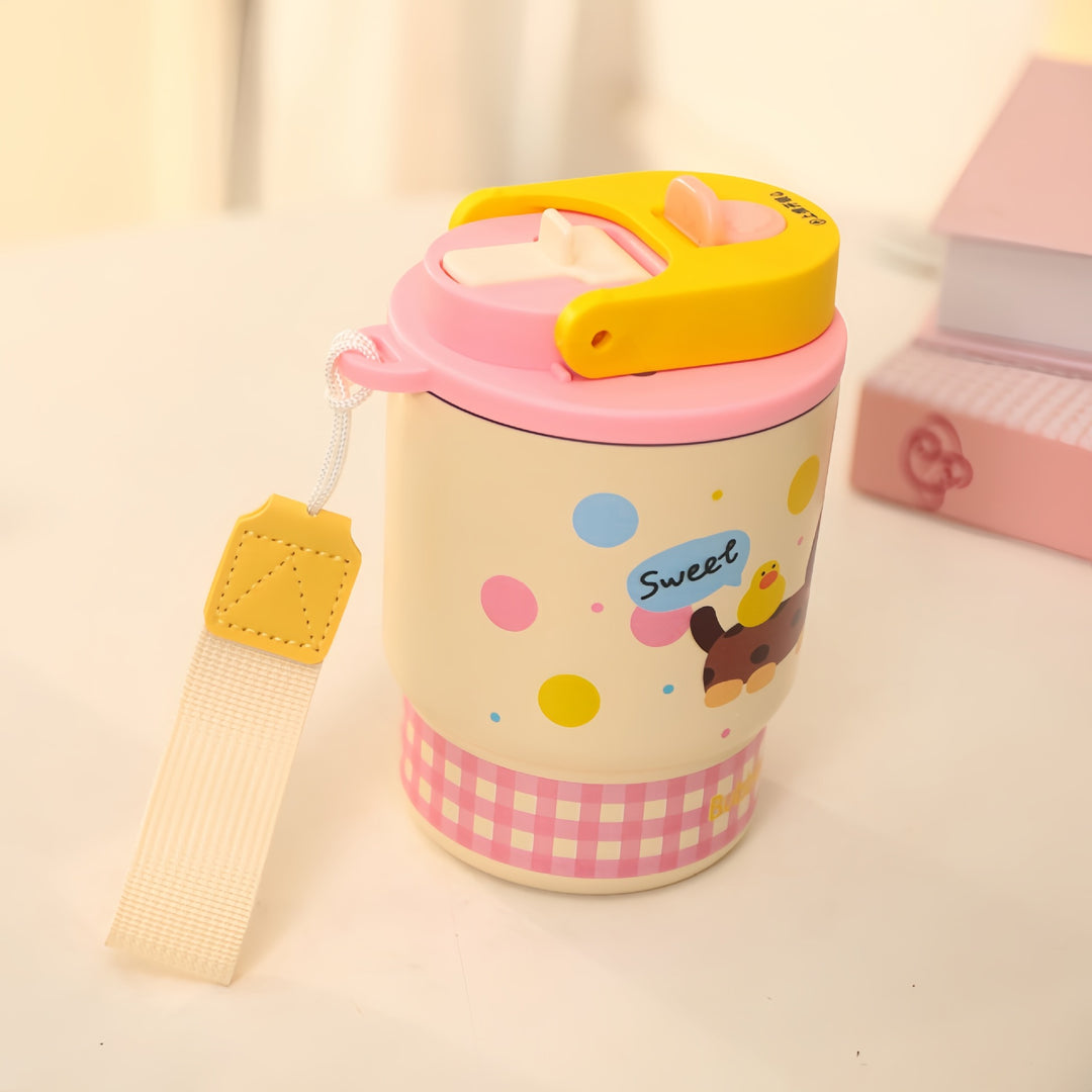 Women's Child-Friendly Drinking Bottle with Cute Dog Motif Bowlift