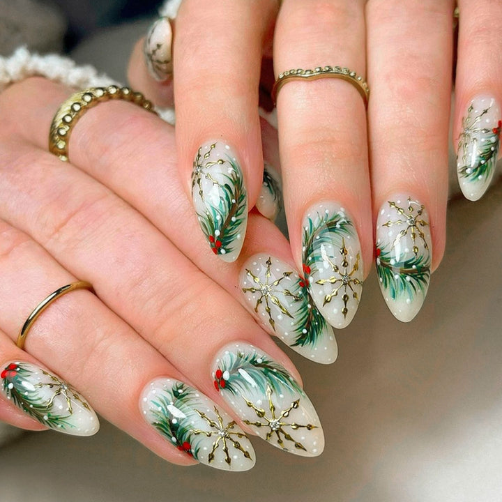 Artificial nail set with festive winter design Bowlift