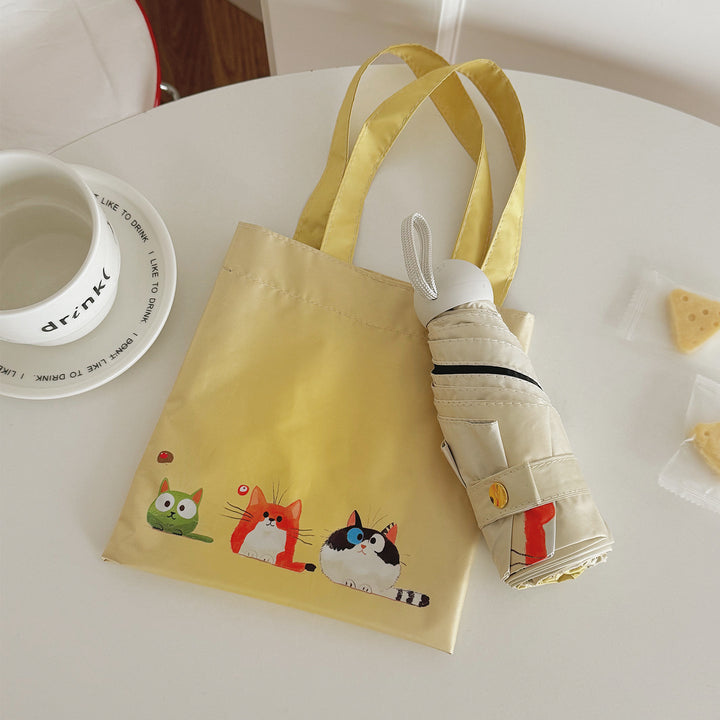 Ladies Folding Umbrella with Loving Animal Designs Bowlift