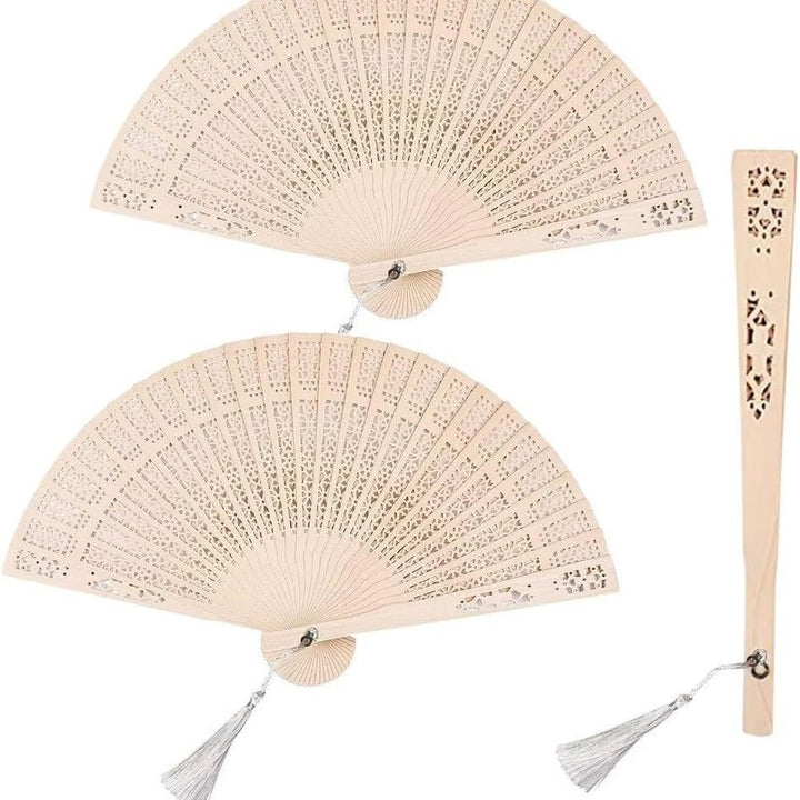 Ladies decorative and high-quality hand fan made of filigree wood Bowlift