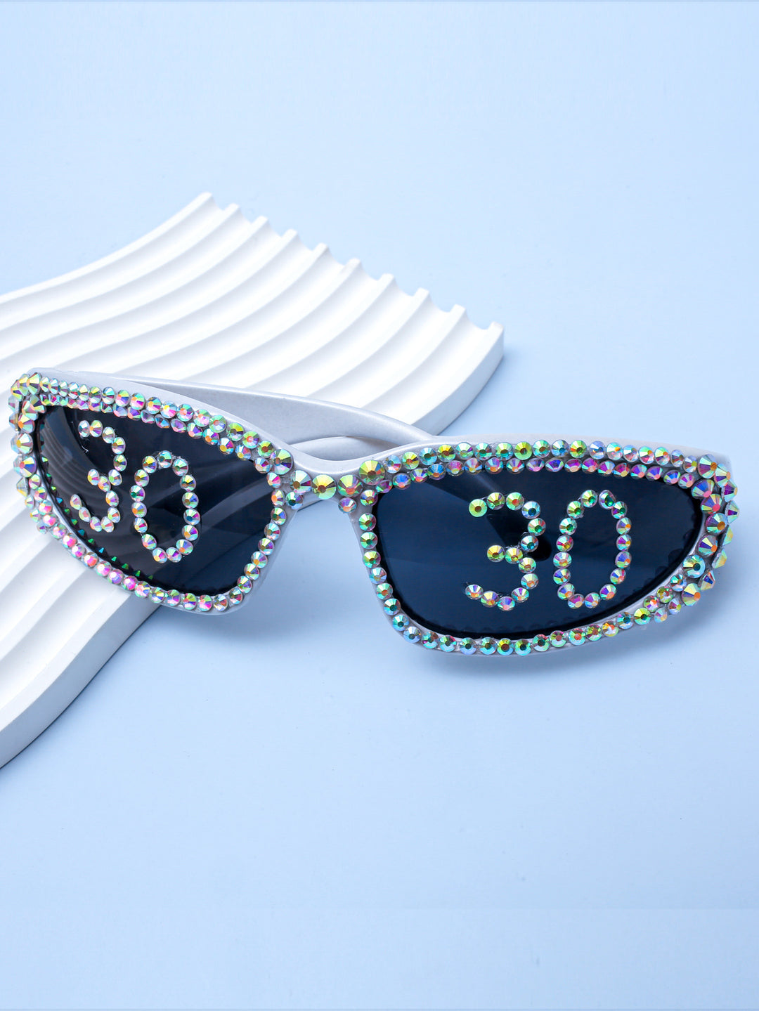 Women Glamorous Rhinestone Sunglasses with Custom Designed Inscription Bowlift