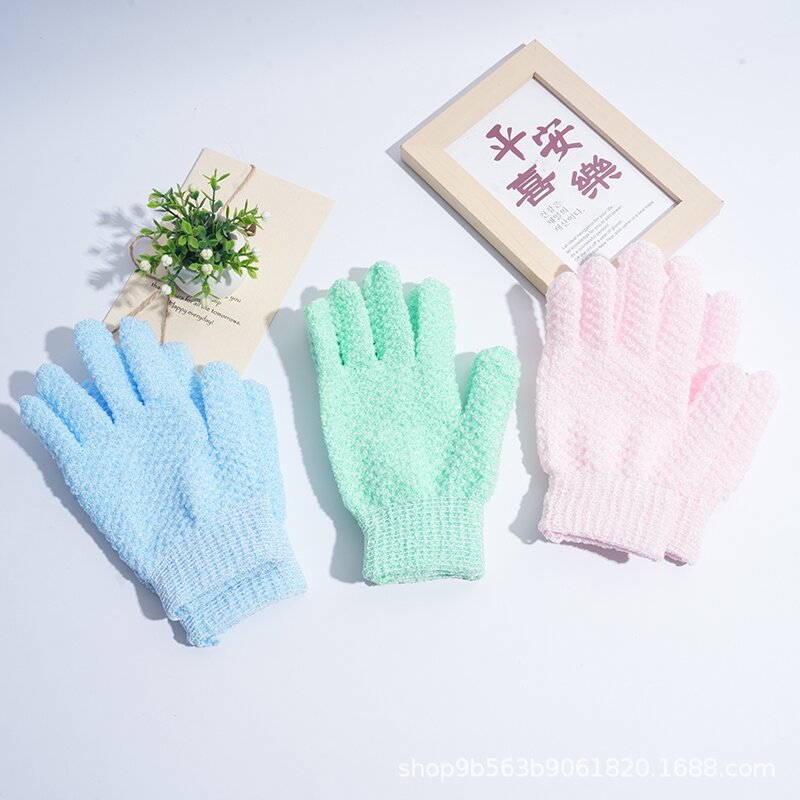 Exfoliating Bath Gloves with Deep Textured Scrub Surface and Elastic Wrist Bowlift