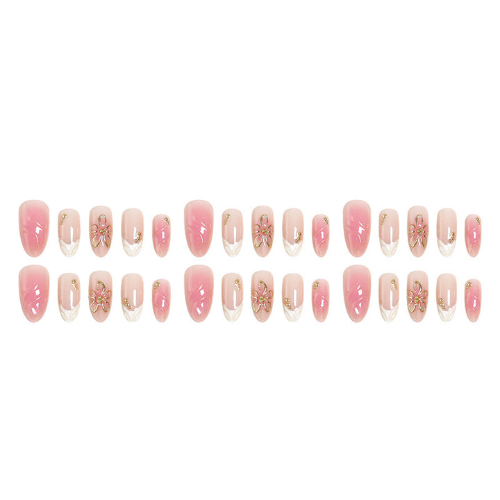 Nail set with elegant floral and glitter elements Bowlift