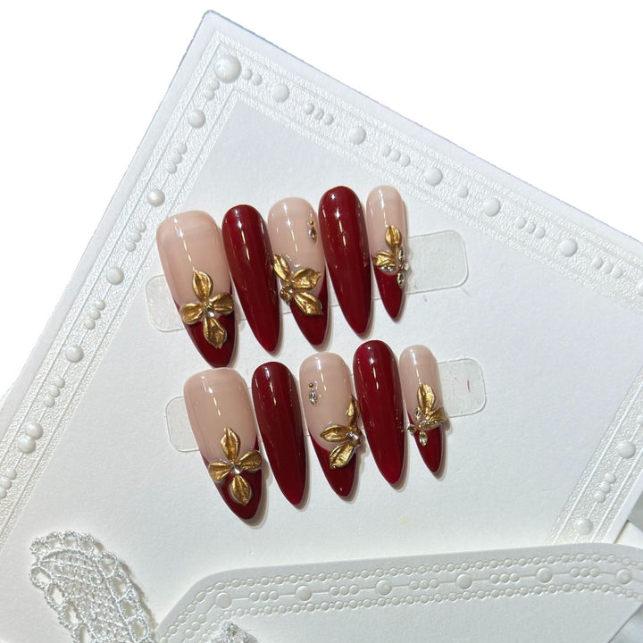 Luxury Floral Acrylic Press-On Nail Set Bowlift