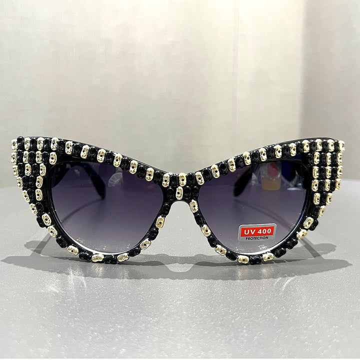 Women Cat-Eye Sunglasses with Color Accented Frame Bowlift