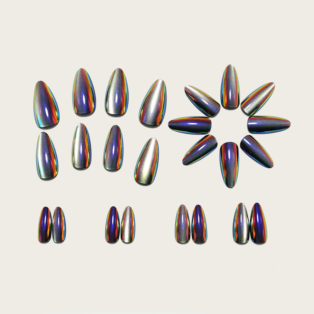Glossy Artificial Nails in Futuristic Style Bowlift