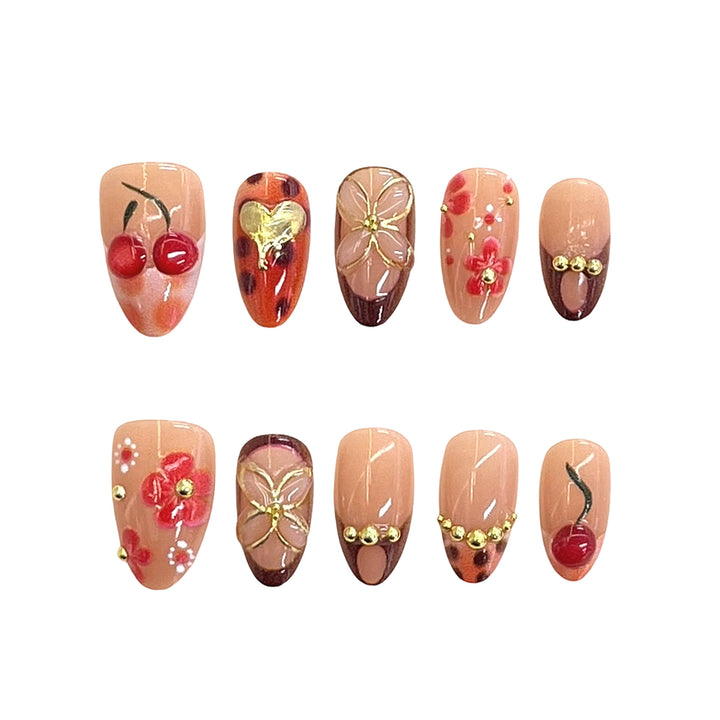 Artistic Floral Accent Press-On Nails Bowlift 1787225333