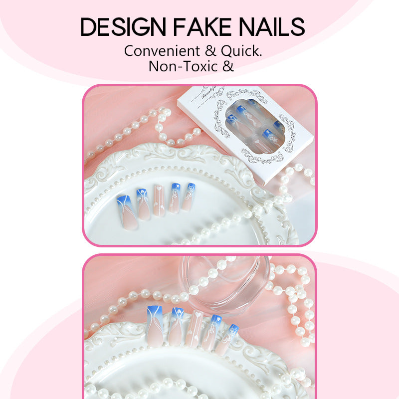 Creative nail art set with elegant heart and gradient patterns Bowlift