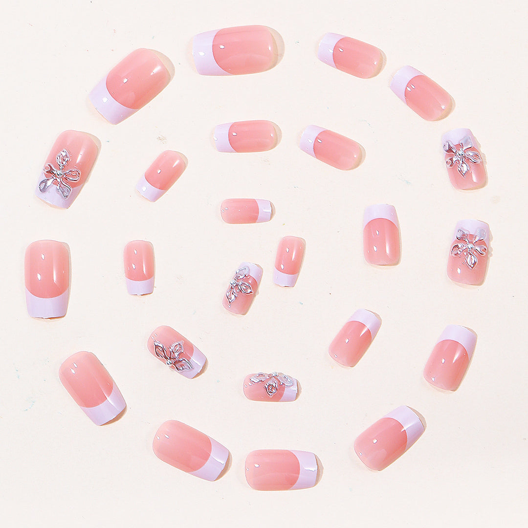 Decorative Floral French Tip Nail Art Bowlift