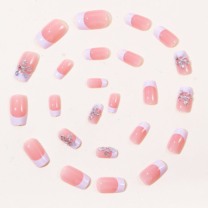 Decorative Floral French Tip Nail Art Bowlift