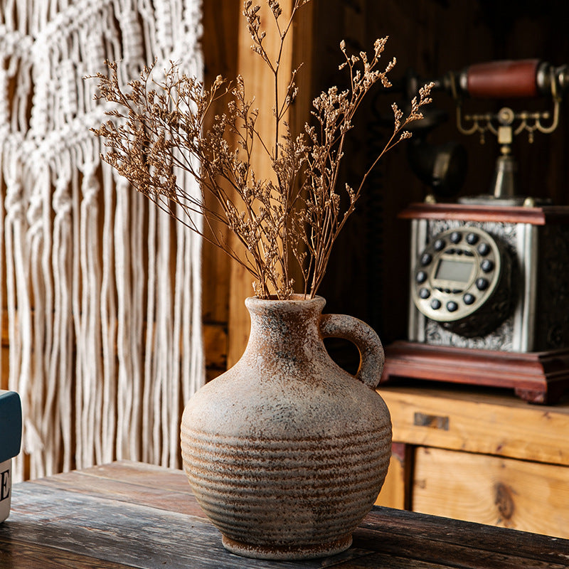 Rustic ceramic vase with handles Bowlift
