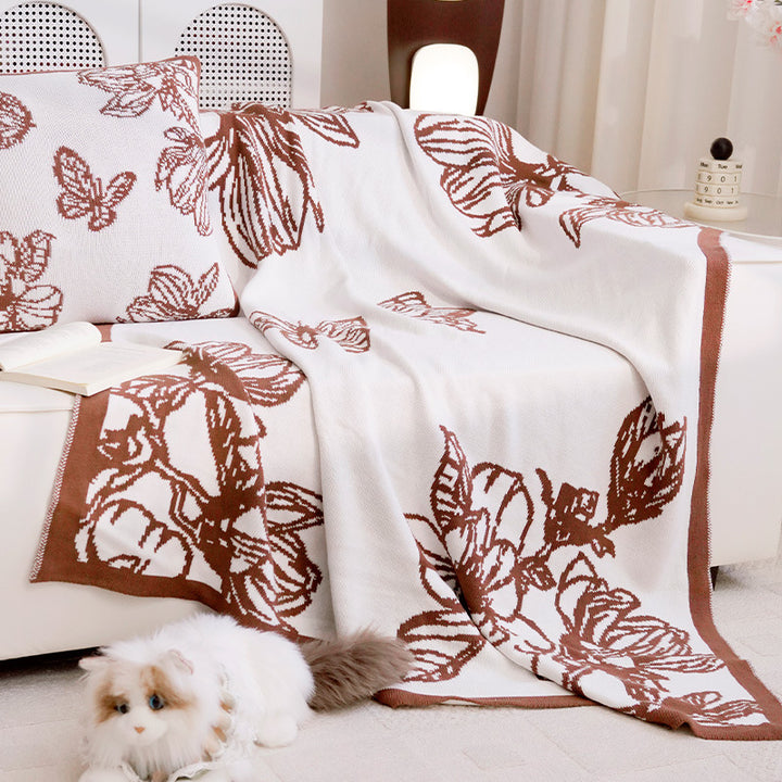 Women's Decorative Throw Blanket with Floral Design Bowlift