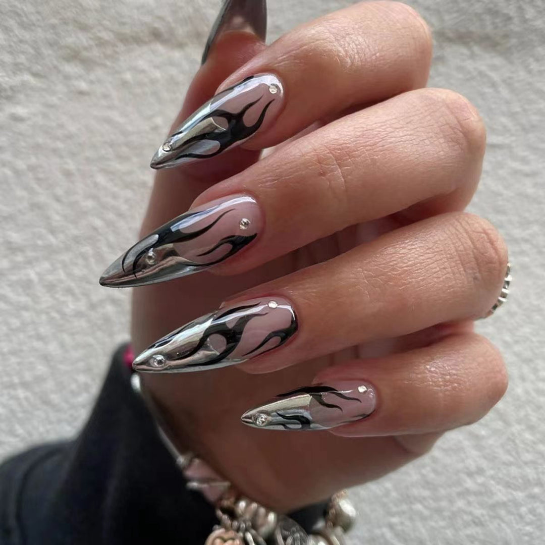 Artistic Flame Nail Design Bowlift
