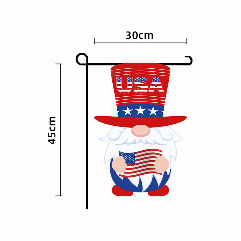 Unisex nan patriotic outdoor decorative gnome garden flag with pole sleeve Bowlift
