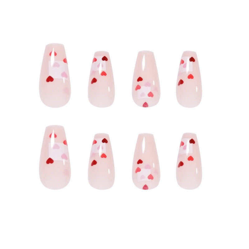 Artistic Nail Extensions with Heart Design Bowlift