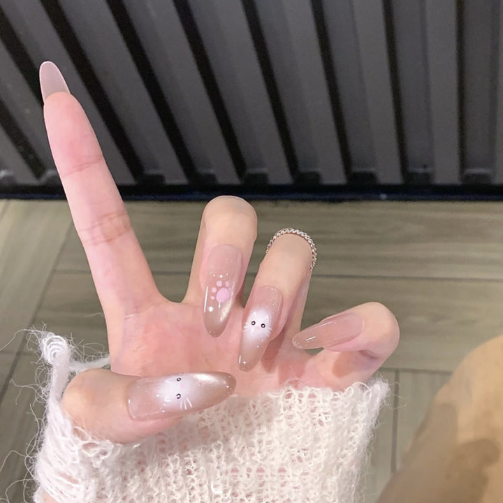 Artistic Press-On Nail Set with Playful Animal Designs Bowlift