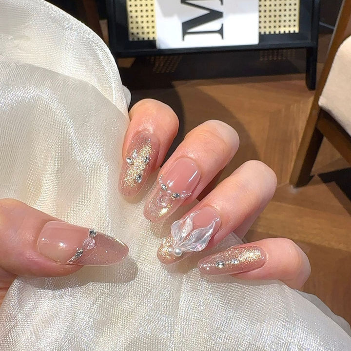 Elegant Rhinestone Embellished Press-On Nails Bowlift