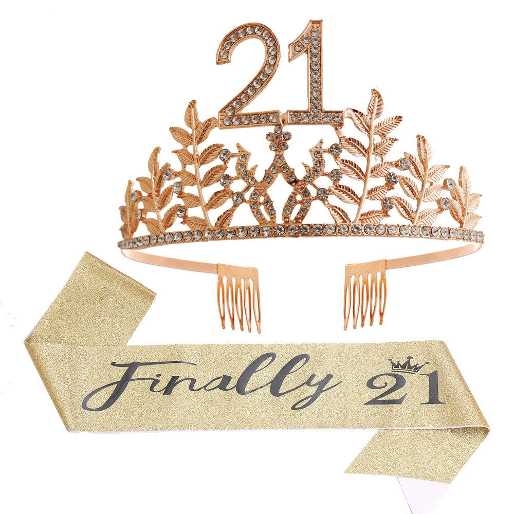 Women's Glamorous Birthday Crown with Shining Rhinestones Bowlift