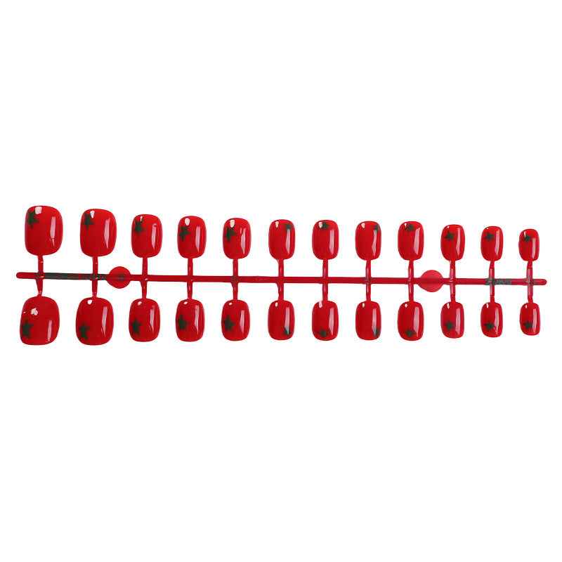Artistic Press-On Nail Set with Star Designs Bowlift