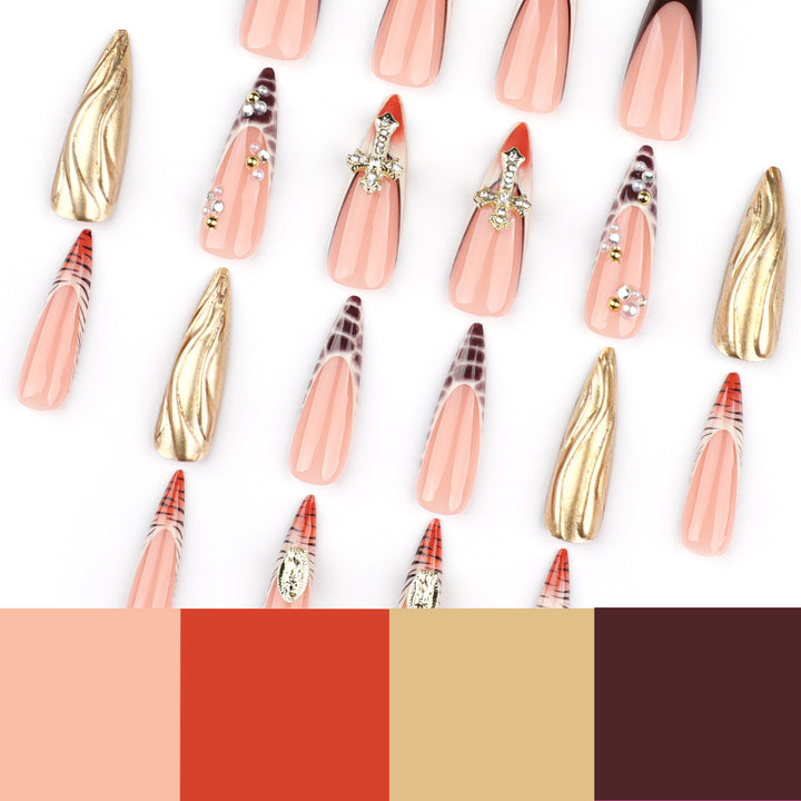 Artful acrylic nails with glitter and rhinestone decorations Bowlift